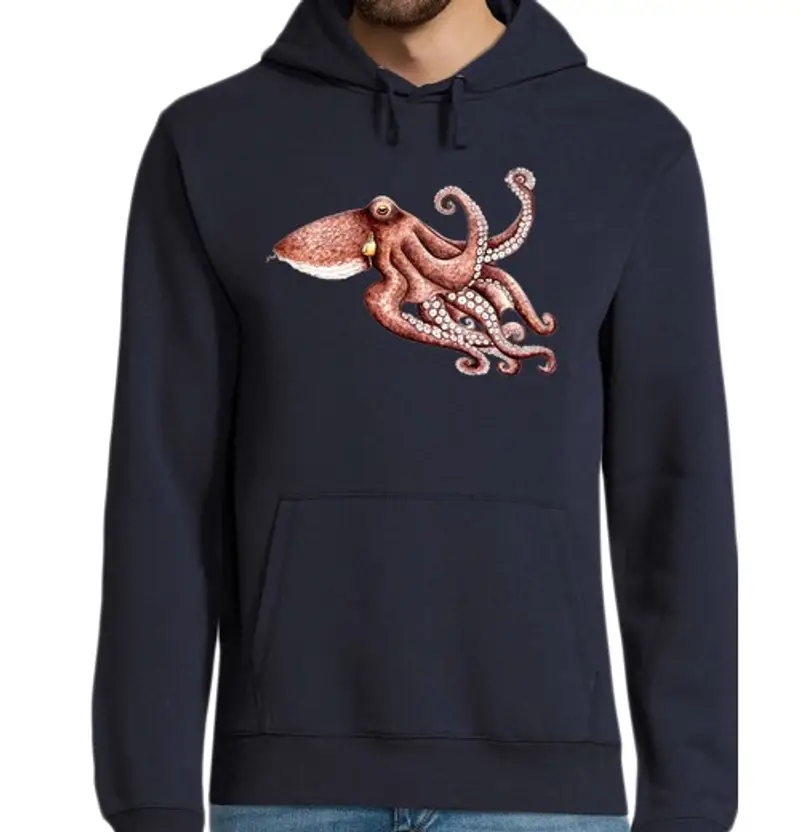 Felpa uomo con cappuccio jersey polpo uomo