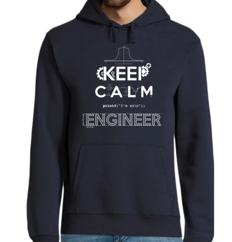 Felpa uomo con cappuccio keep calma, io sono un ingegnere