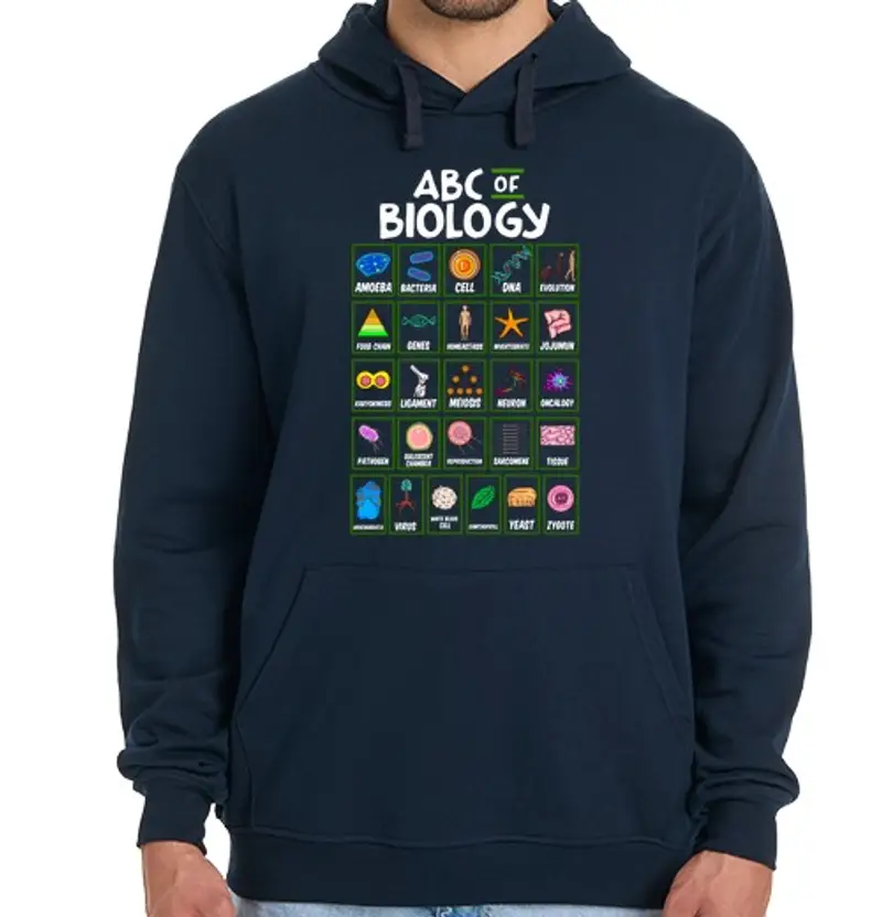Felpa uomo con cappuccio l'abc della biologia scienza chimica insegnante scientifico geek