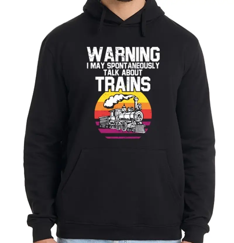 Felpa uomo con cappuccio l39amante del treno può parlare spontan