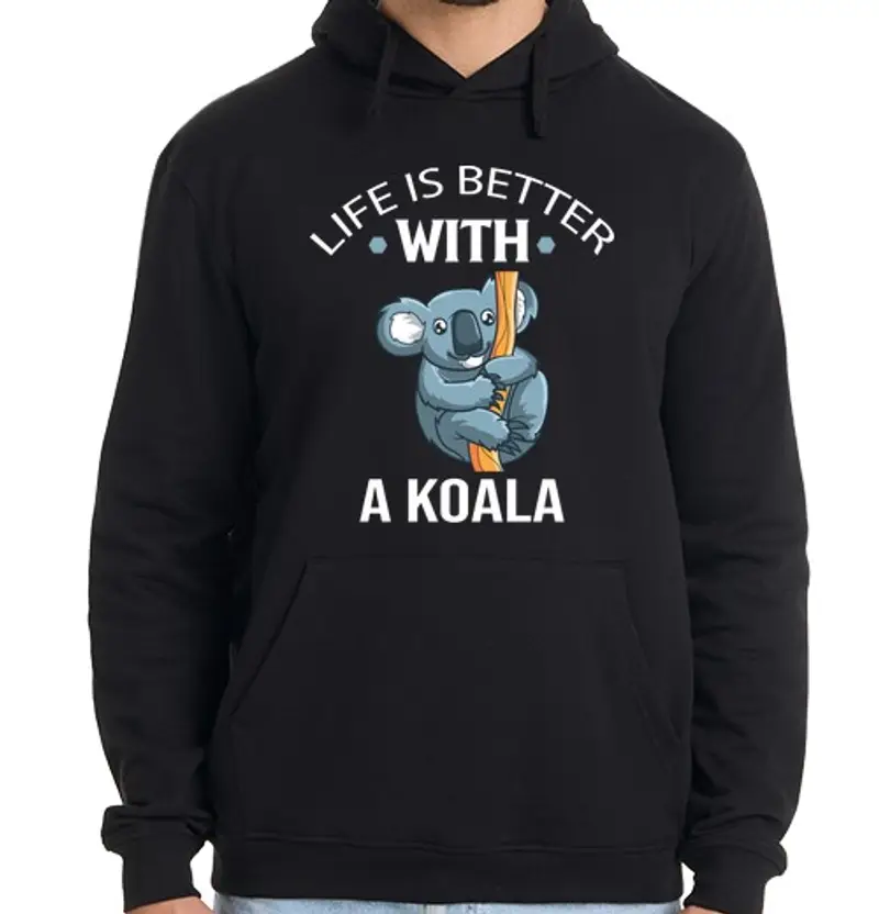 Felpa uomo con cappuccio la vita è migliore con un koala i koala