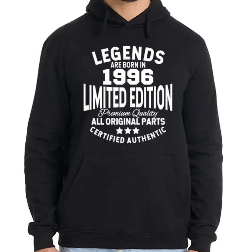Felpa uomo con cappuccio le leggende nascono nel 1996