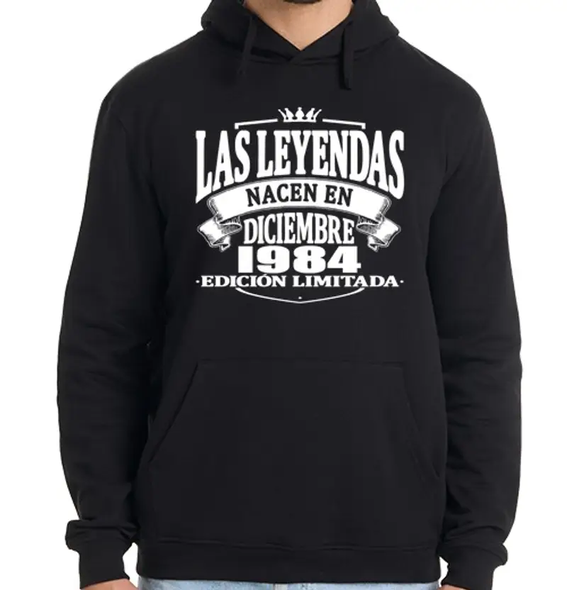 Felpa uomo con cappuccio le leggende nascono nel dicembre 1984