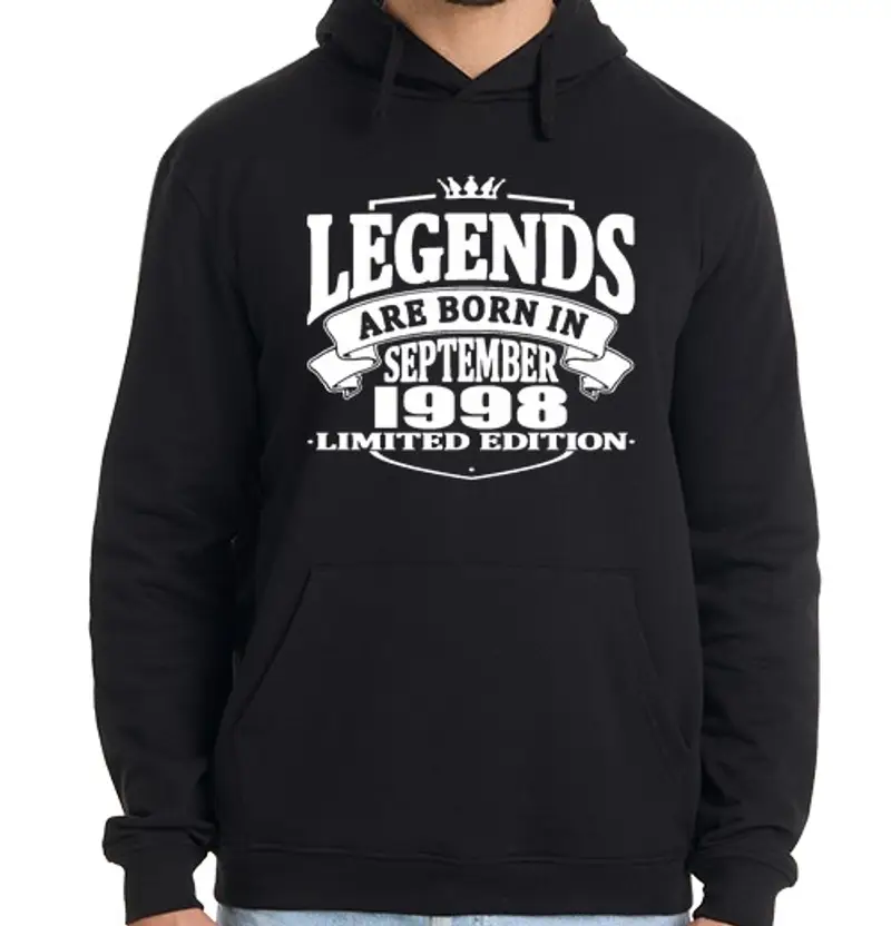 Felpa uomo con cappuccio le leggende sono nate nel settembre 199