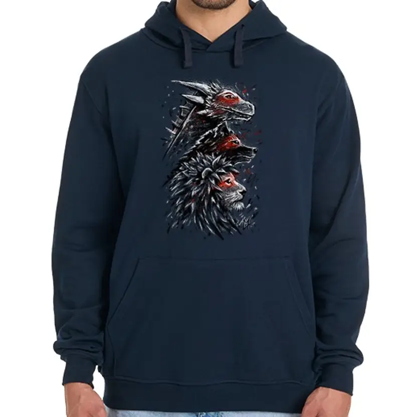 Felpa uomo con cappuccio leone di lupo drago