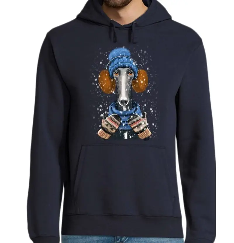 Felpa uomo con cappuccio levriero con perorecchie