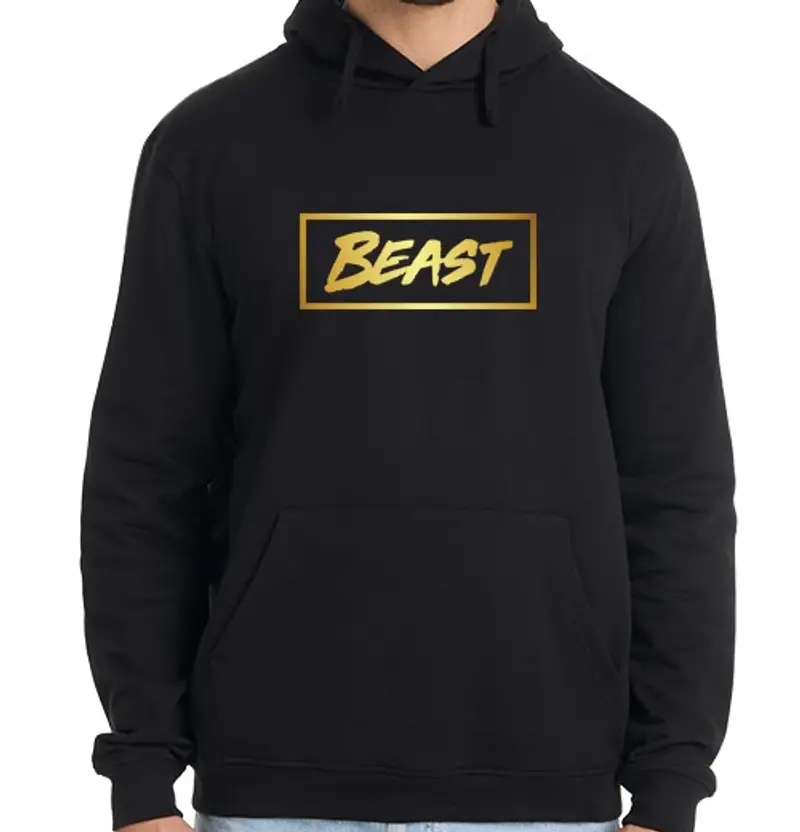 Felpa uomo con cappuccio logoor beast d39oro