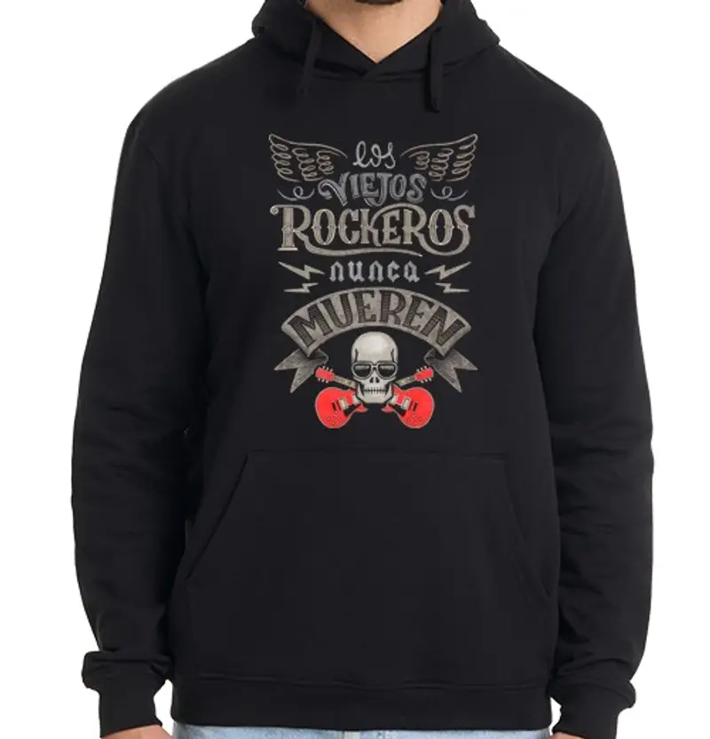 Felpa uomo con cappuccio los vecchi rockers non muoiono mai
