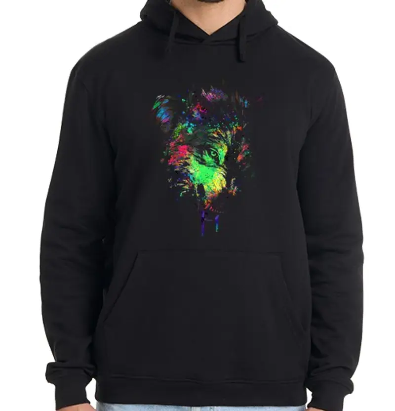 Felpa uomo con cappuccio lupi technicolor