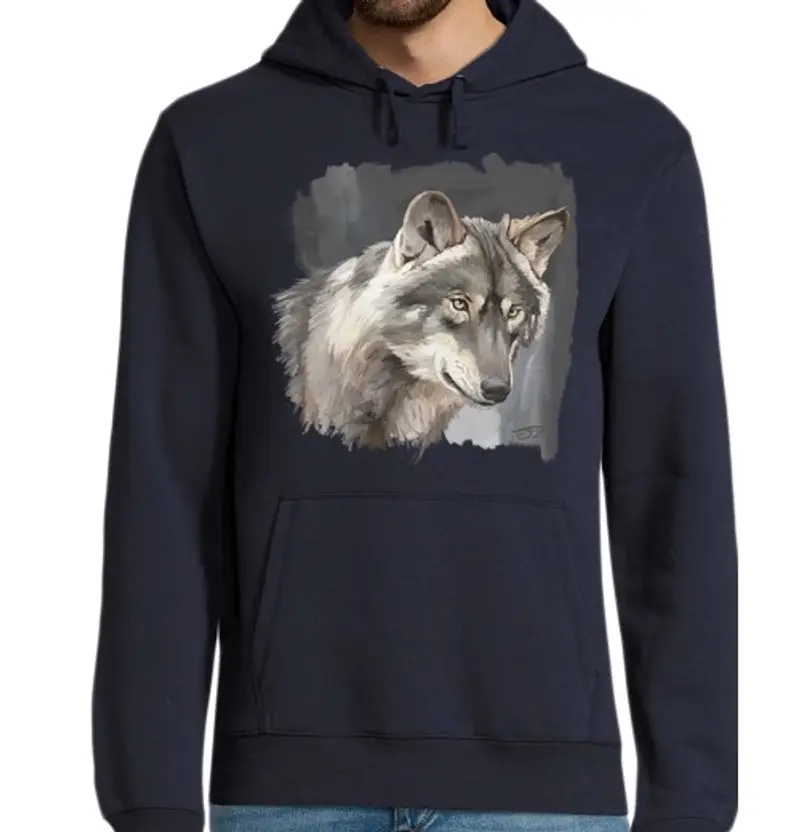 Felpa uomo con cappuccio Lupo iberico 2