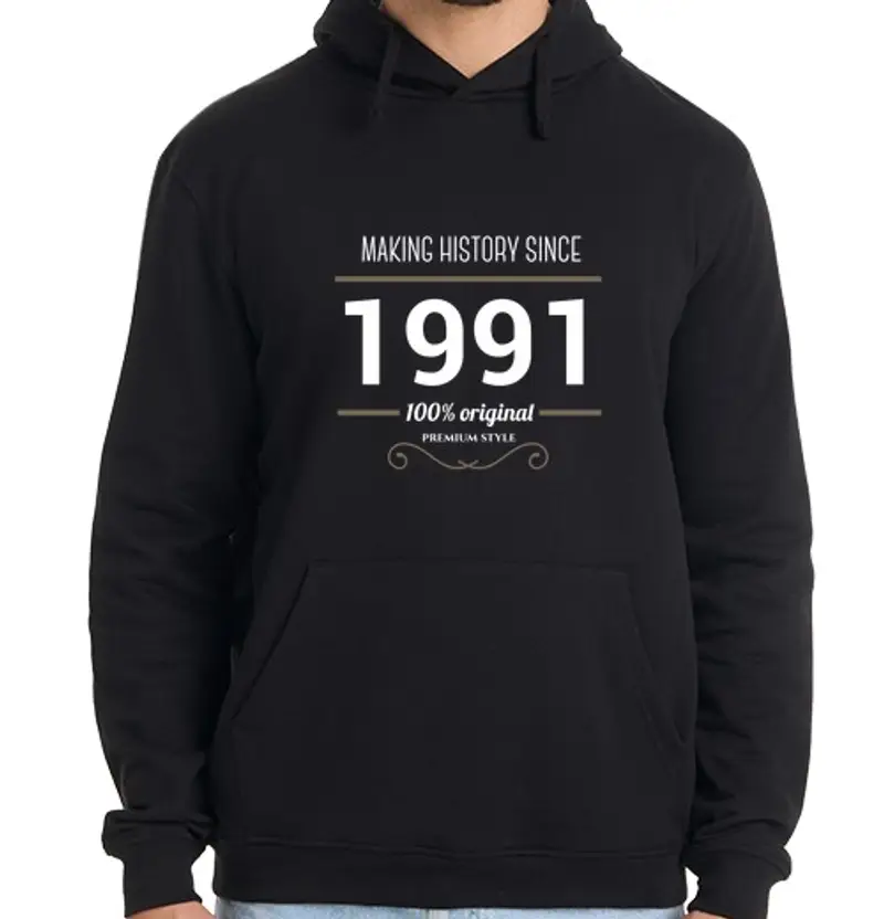 Felpa uomo con cappuccio ma king hi story 1991 testo bianco