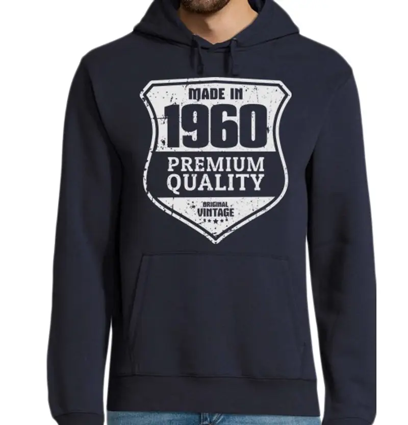 Felpa uomo con cappuccio mad e nel 1960 qualità premium vintage