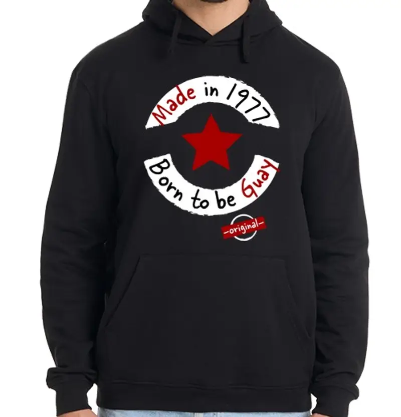 Felpa uomo con cappuccio mad e nel 1977 born per essere cool