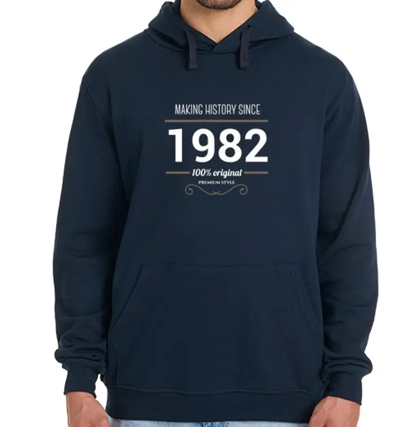 Felpa uomo con cappuccio making felpa history compleanno 1982