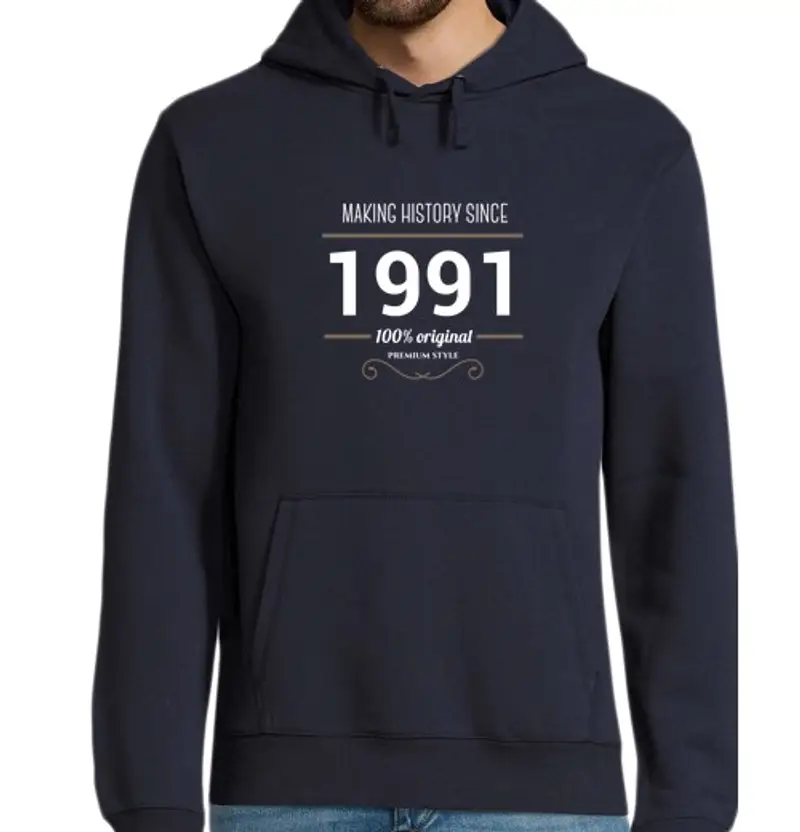Felpa uomo con cappuccio making felpa history compleanno 1991