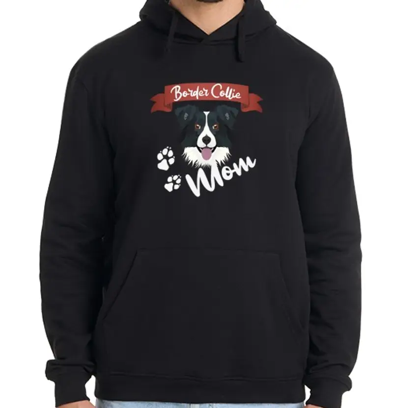 Felpa uomo con cappuccio mamma border collie mamma cane