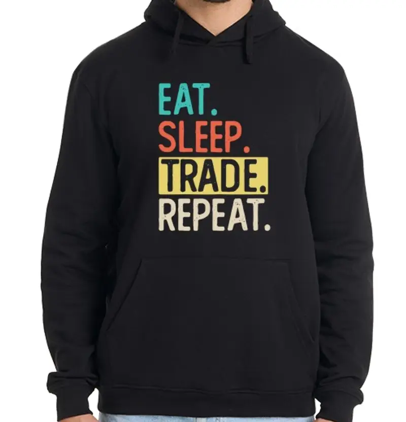 Felpa uomo con cappuccio mangiare dormire commercio ripetere