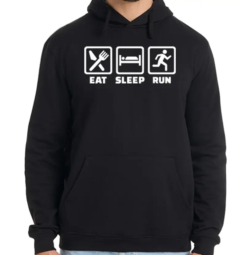 Felpa uomo con cappuccio mangiare dormire in esecuzione