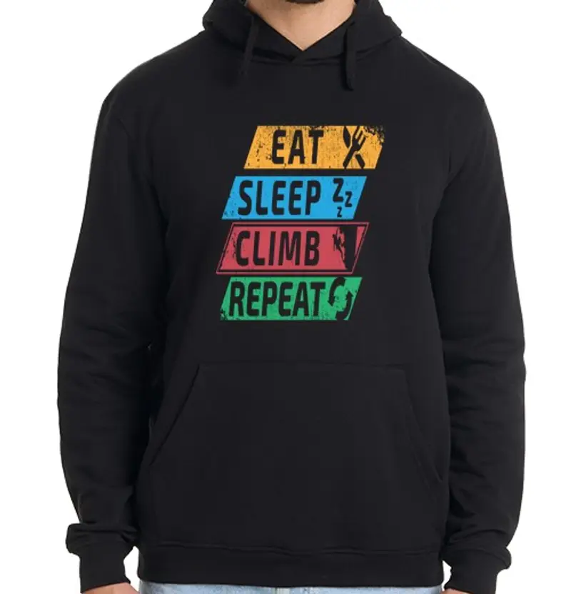 Felpa uomo con cappuccio mangiare dormire scalare scalare scalar