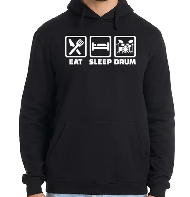 Felpa uomo con cappuccio mangiare il tamburo del sonno