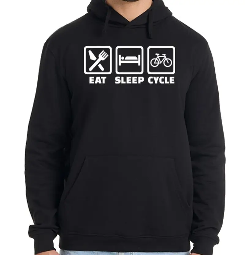 Felpa uomo con cappuccio mangiare la bicicletta del sonno
