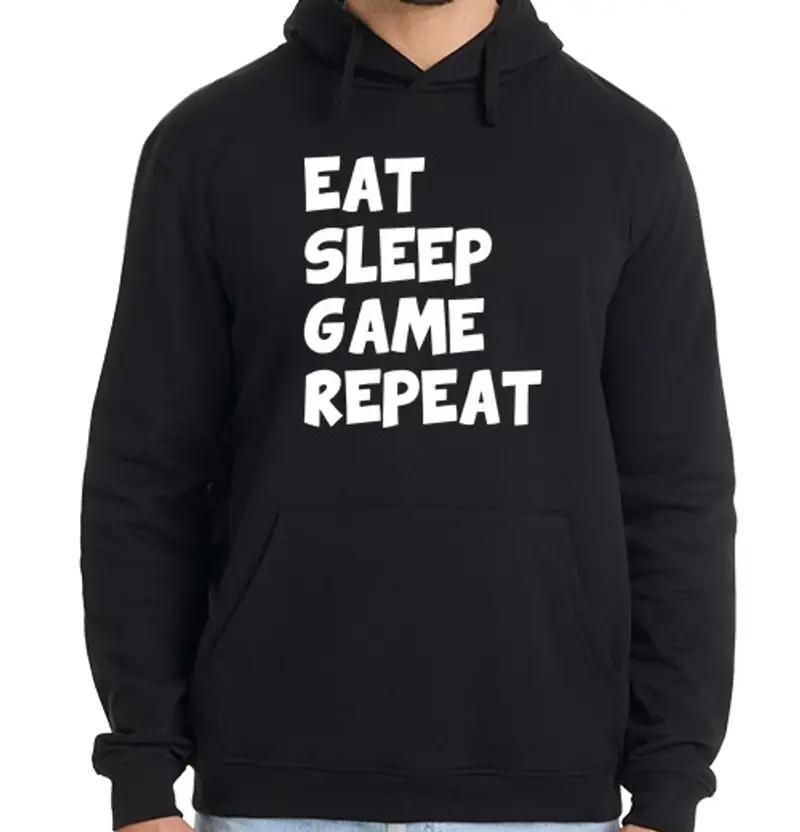 Felpa uomo con cappuccio mangiare ripetere il gioco del sonno