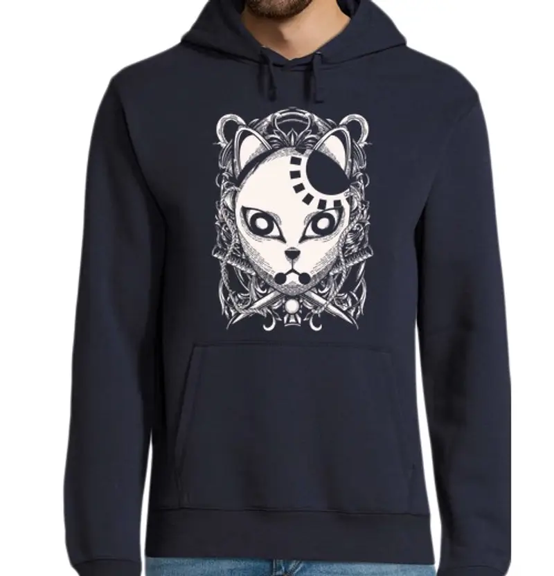 Felpa uomo con cappuccio maschera per uccisore di demoni incisio