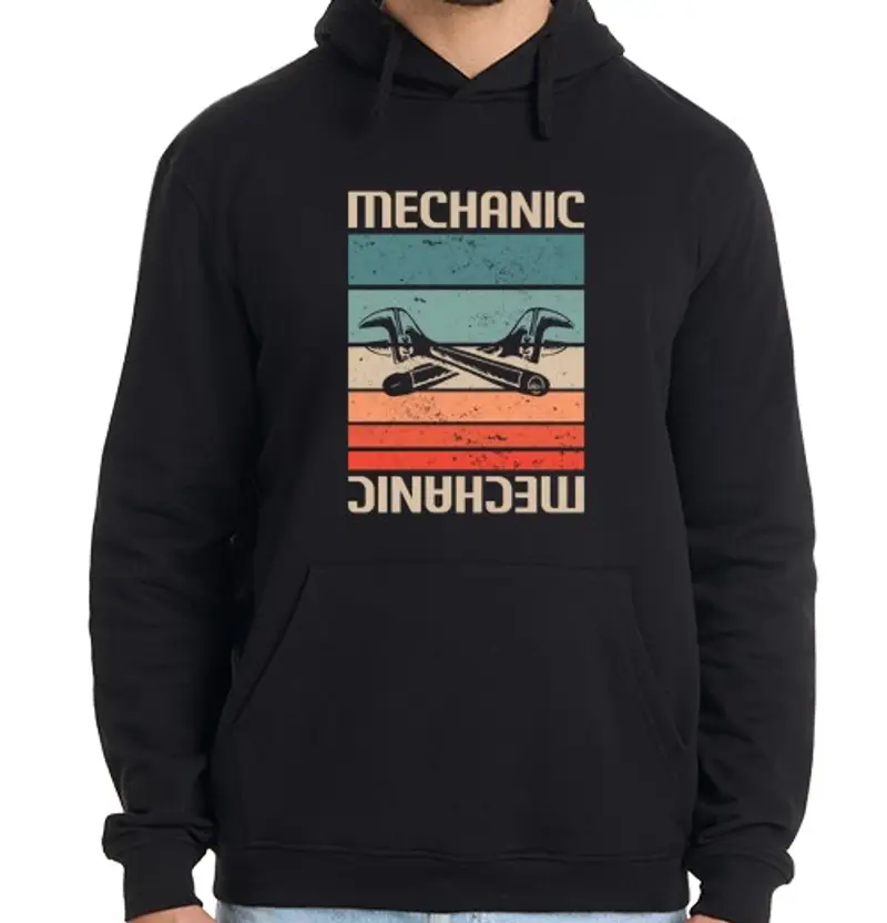 Felpa uomo con cappuccio meccanico classico vintage retrò