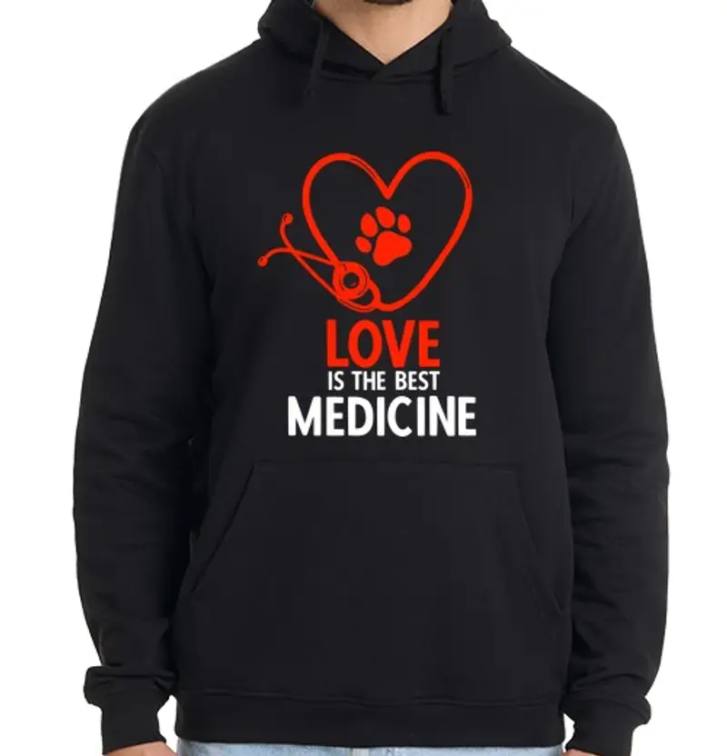 Felpa uomo con cappuccio medico veterinario per animali