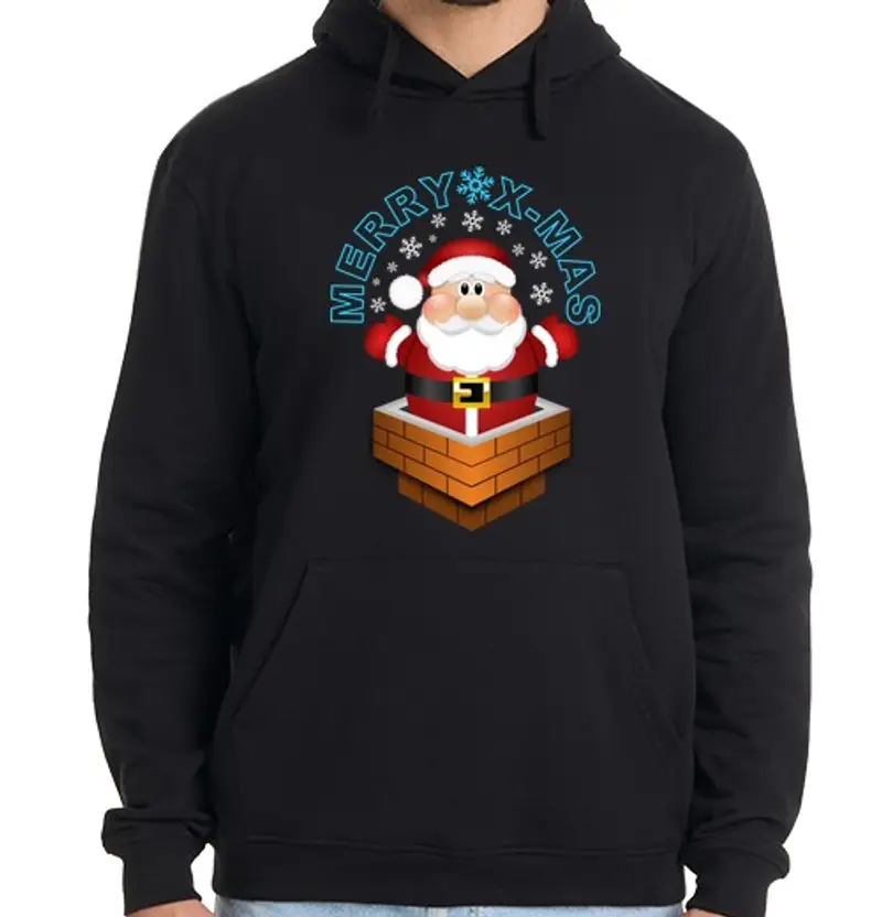 Felpa uomo con cappuccio merry christ più santa natale papà noel