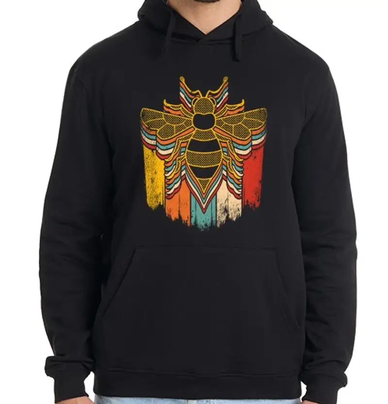 Felpa uomo con cappuccio miele d39ape vintage retrò calabrone