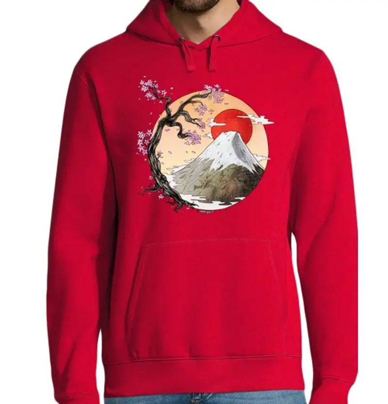 Felpa uomo con cappuccio Monte Fuji