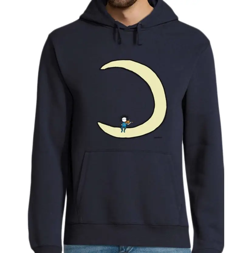 Felpa uomo con cappuccio moon e violino