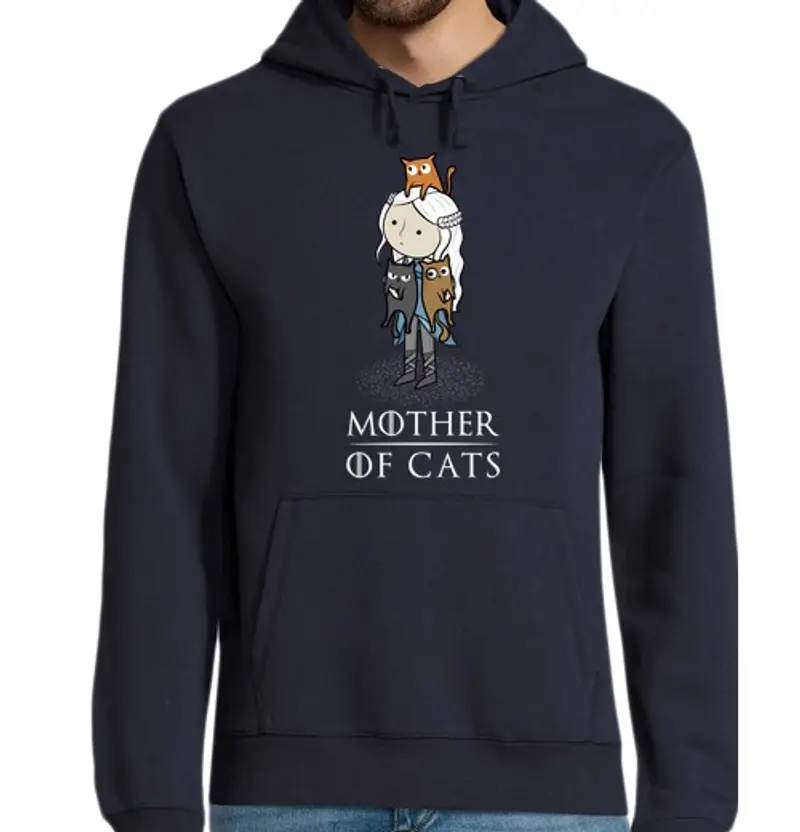 Felpa uomo con cappuccio mother of cats - mamma di gatto os - sc