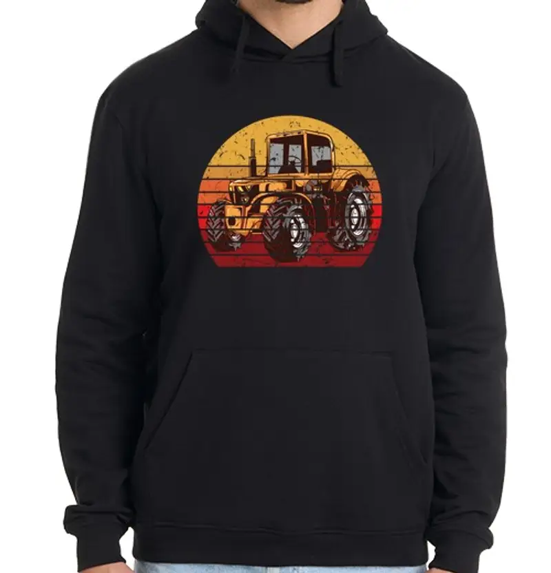 Felpa uomo con cappuccio motivo regalo vintage retrò trattore co