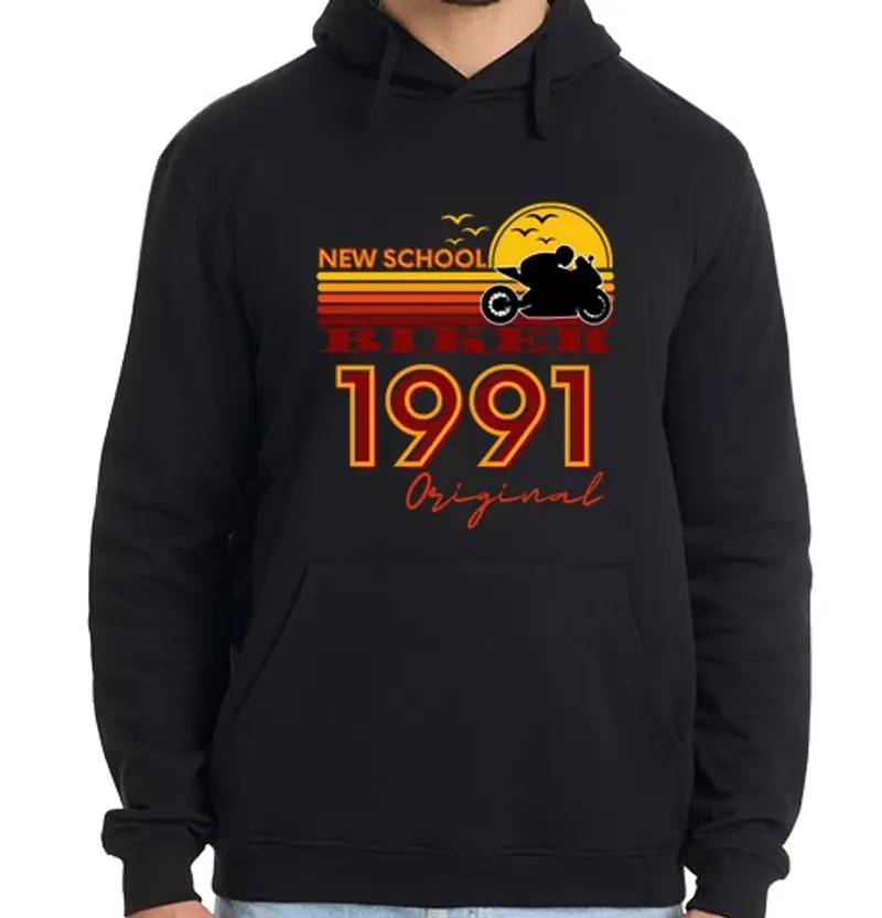 Felpa uomo con cappuccio motociclista nuovo 1991