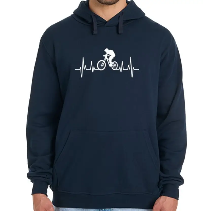 Felpa uomo con cappuccio mountain bike uomo battito cardiaco umo