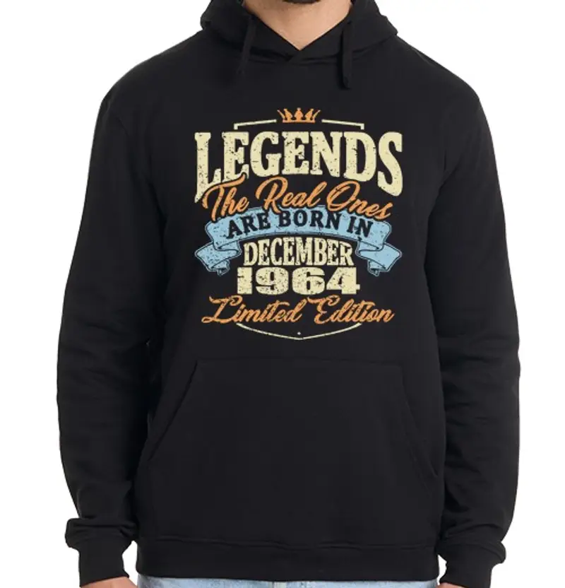 Felpa uomo con cappuccio nato nel dicembre 1964