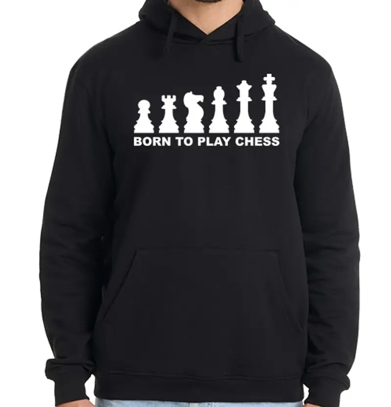 Felpa uomo con cappuccio nato per giocare a scacchi