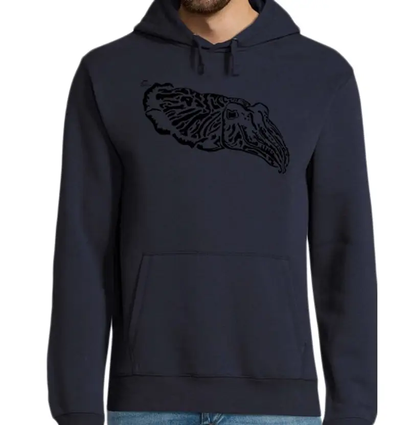 Felpa uomo con cappuccio nero di seppia