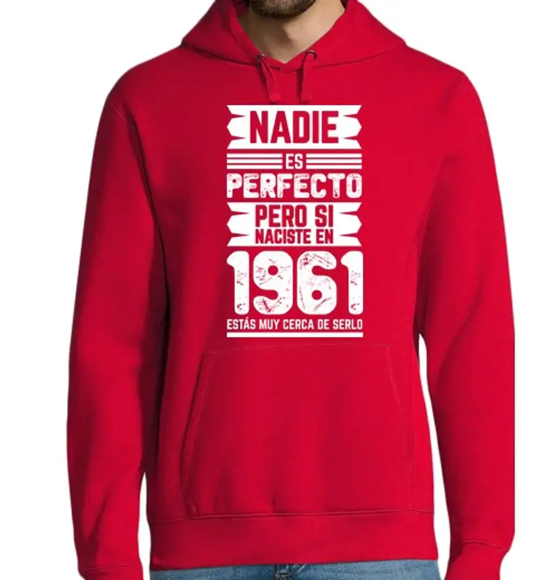 Felpa uomo con cappuccio nessuno è perfetto 1961