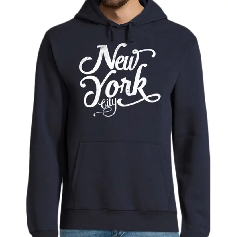 Felpa uomo con cappuccio new york city vintage bianco