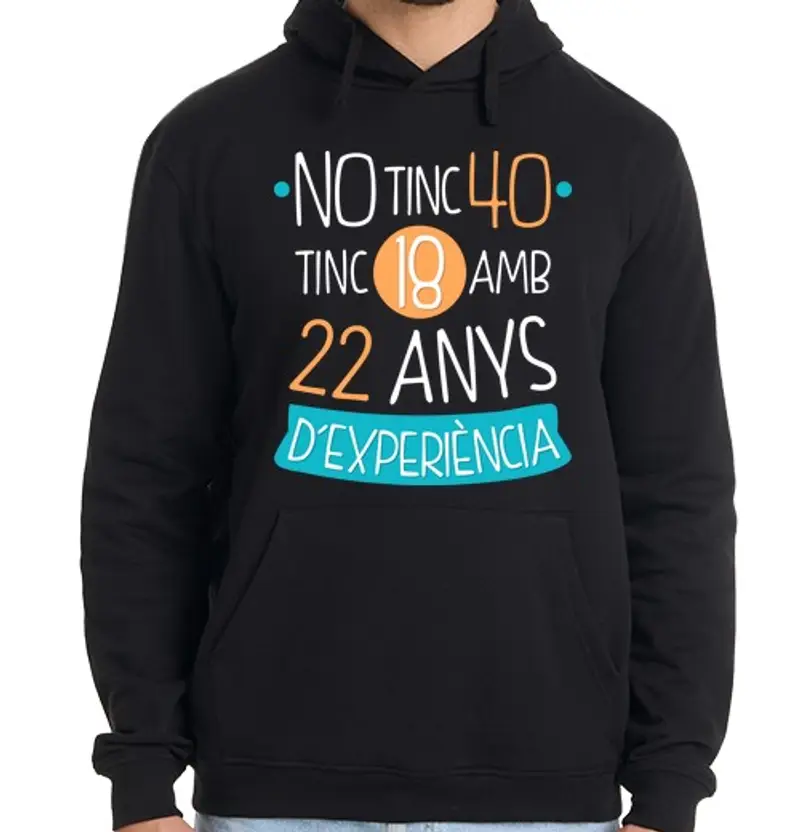 Felpa uomo con cappuccio no tinc 40 tinc 18 amb 22 anni d experi