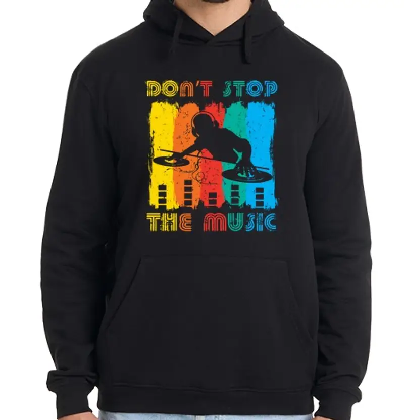 Felpa uomo con cappuccio non fermare la musica dj