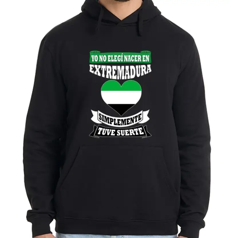 Felpa uomo con cappuccio non ho scelto extremadura, sono stato fortunato