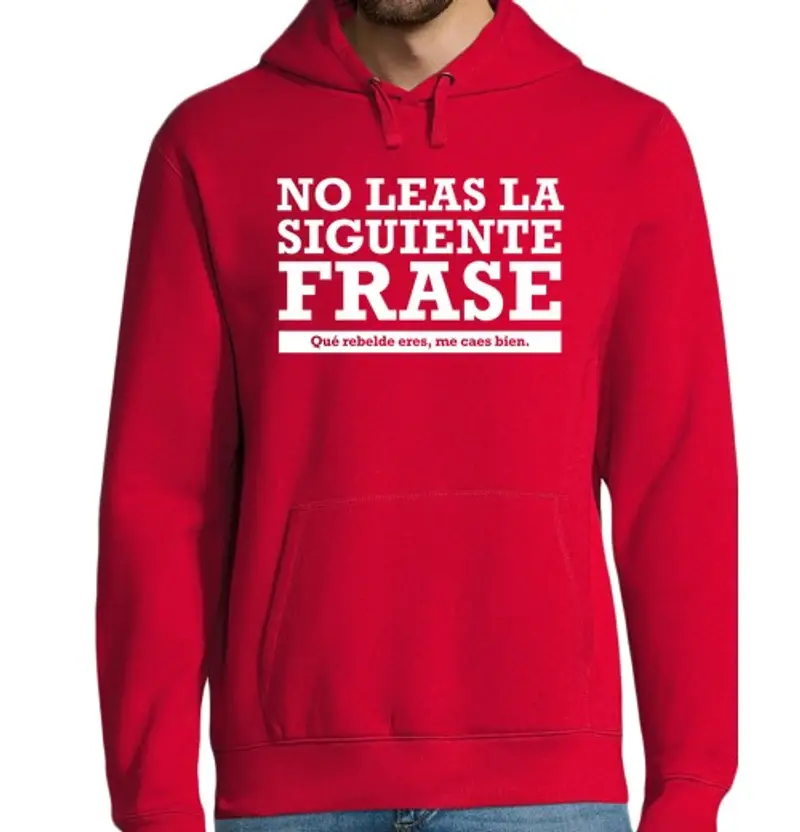 Felpa uomo con cappuccio non leggere la frase successiva