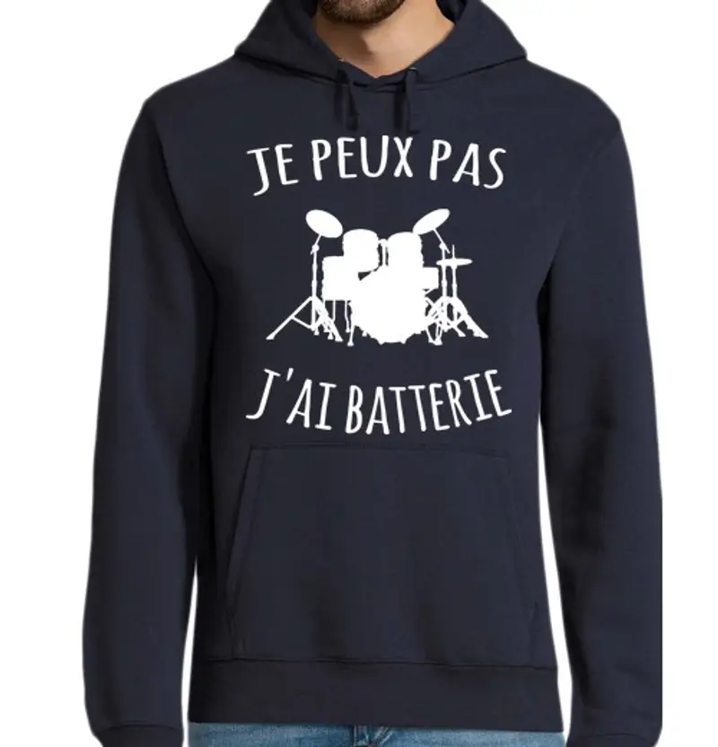 Felpa uomo con cappuccio non posso avere la batteria