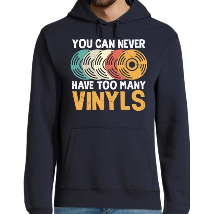 Felpa uomo con cappuccio non puoi mai avere troppi vinili