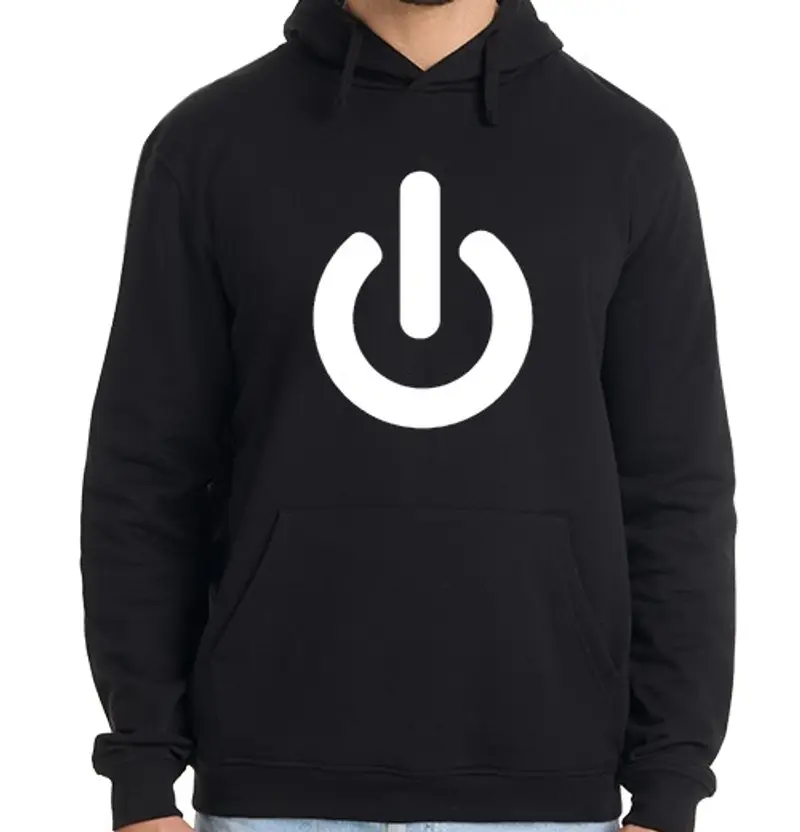 Felpa uomo con cappuccio on / of f geek (bianco)