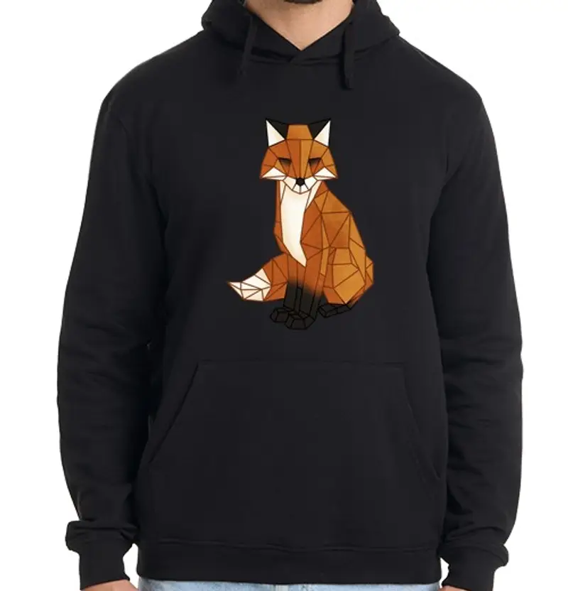 Felpa uomo con cappuccio origami volpe